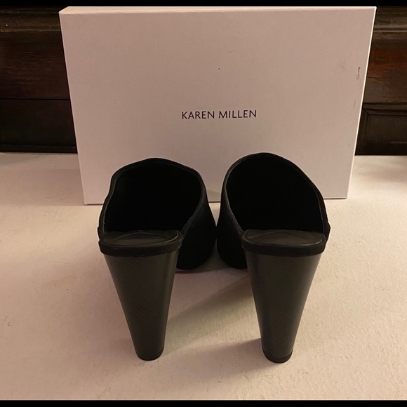 Karen Millen Black Suede Heeled Mules - Picture 4 of 5